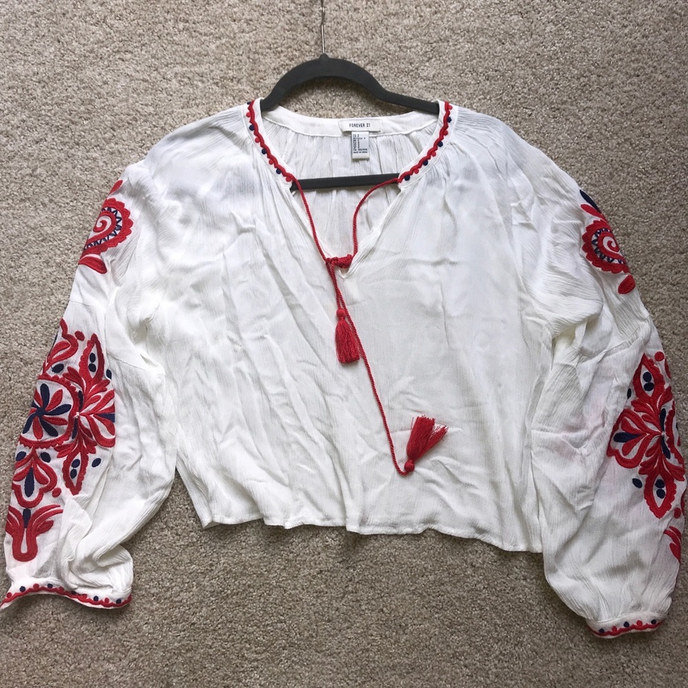 F21 Embroidery Blouse